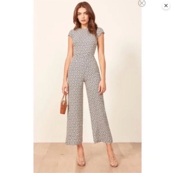 Reformation Mayer Wide Leg Open Back Jumpsuit Quinto Floral Size 4 - Picture 1 of 5